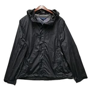 Iceberg Outerwear Jacket Men's L Black Rain Windbreaker Hooded Coat Full Zip
